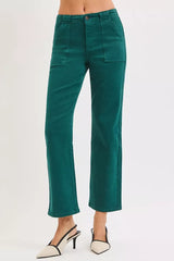 Hazel Blues® | RISEN High Rise Ankle Flare Patch Pocket Jeans