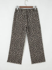Hazel Blues® | Leopard Straight Loose Leg Jeans