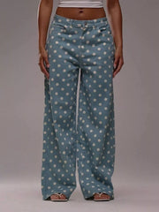 Hazel Blues® | Polka Dot Wide Leg Jeans