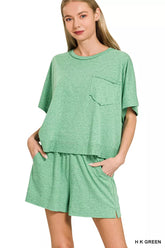 Hazel Blues® | Zenana Exposed Seam Boxy Top & Shorts Set