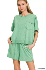 Hazel Blues® | Zenana Exposed Seam Boxy Top & Shorts Set