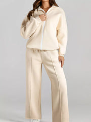 Hazel Blues® | Drop Shoulder Zip Up Jacket and Drawstring Pants Active 2pcs Set