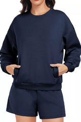 Hazel Blues® | Round Neck Sweatshirt and Shorts Set