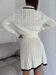 Hazel Blues® | Cable Knit Long Sleeve Top and Skirt Sweater Set