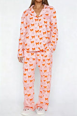 Hazel Blues® | Bow Print Top and Wide Leg Pants Lounge Set