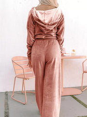 Hazel Blues® | Zip Up Dropped Shoulder Hooded Top and Pants Set