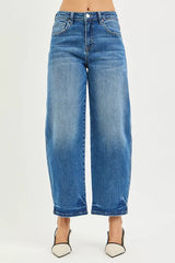 Hazel Blues® | RISEN Slouchy Cropped Barrel Jeans