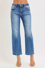 Hazel Blues® | RISEN High Rise Crop Boyfriend Tapered Jeans