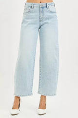 Hazel Blues® | RISEN High Rise Crop Barrel Jeans