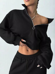 Hazel Blues® | Half-Zip Long Sleeve Sweatshirt and Pants Set