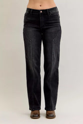 Hazel Blues® | Judy Blue Mid Rise Straight Western Seam Detail Jeans