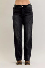 Hazel Blues® | Judy Blue Mid Rise Straight Western Seam Detail Jeans