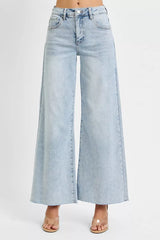 Hazel Blues® | RISEN High Rise Ankle Wide Palazzo Jeans