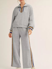 Hazel Blues® | Casual Striped Trim Top and Pants Set