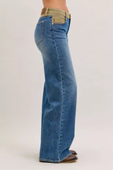 Hazel Blues® | Judy Blue MR Column Straight Jeans with Corduroy Waist