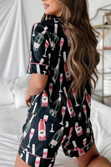Hazel Blues® | Champagne Print Short Sleeve Top and Shorts Set