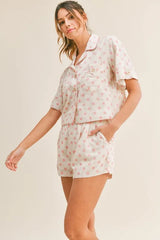 Hazel Blues® | MABLE Polka Dot Collar Crop Top and Short Lounge Set