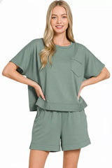 Hazel Blues® | Zenana Exposed Seam Boxy Top & Shorts Set