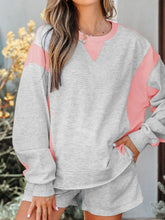Hazel Blues® | Color Block Long Sleeve Sweatshirt and Shorts Set