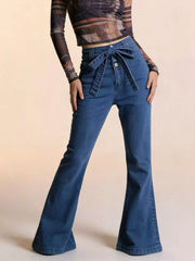Hazel Blues® | Bow-Tie High-Waisted Flare Jeans