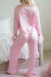 Hazel Blues® | Collared Neck Long Sleeve Top and Pants Lounge Set