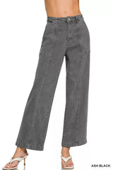Hazel Blues® | Zenana Straight Leg Utility Pocket Jeans
