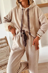 Hazel Blues® | Leopard Drawstring Hoodie and Pants Set