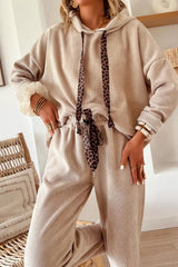 Hazel Blues® | Leopard Drawstring Hoodie and Pants Set
