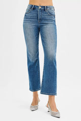 Hazel Blues® | RISEN Tummy Control High Rise Crop Straight Jeans