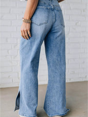Hazel Blues® | Slit Wide Leg Jeans