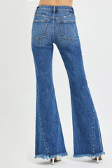 Hazel Blues® | RISEN Mid Rise Flare Side Seam Detailing Jeans