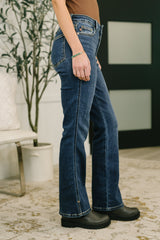 Hazel Blues® | Casey Mid Rise Bootcut with Cell Phone Back Pocket & Slit