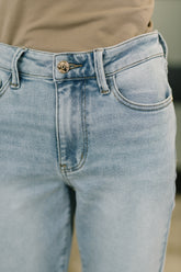 Hazel Blues® | Martha Mid Rise Kick Flare w Raw Hem