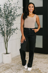 Hazel Blues® | Keira High Waist Cargo Wide in Black