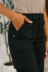 Hazel Blues® | Keira High Waist Cargo Wide in Black