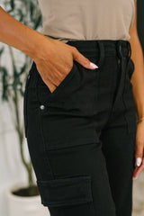 Hazel Blues® | Keira High Waist Cargo Wide in Black