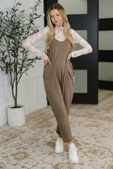 Hazel Blues® | Mood Match Relaxed Spaghetti Strap Jumpsuit in Mocha