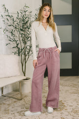 Hazel Blues® | Nights Like This High Waist Palazzo Sweats in Light Rose