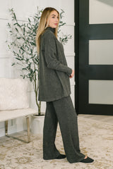 Hazel Blues® | Signature Open Front Cardigan Set in Black