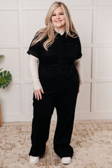 Hazel Blues® | Tilda Short Sleeve Control Top Denim Jumpsuit