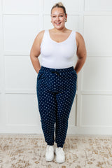 Hazel Blues® | Your New Favorite Joggers in White Polka Dot
