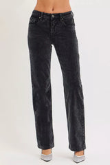 Hazel Blues® | RISEN Tummy Control Mid Rise Straight Leg Corduroy Pants