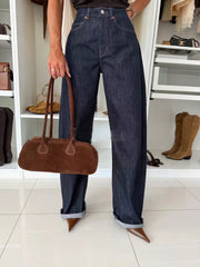 Hazel Blues® | High-Waisted Wide-Leg Washed Jeans