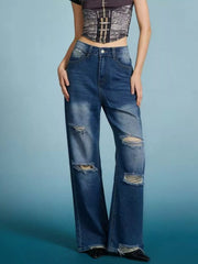 Hazel Blues® | Distressed Wide Leg Jeans