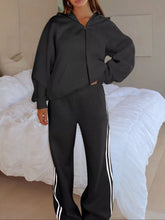 Hazel Blues® | Zip Up Hoodie and Striped Pants Set