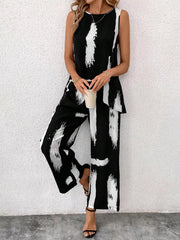Hazel Blues® | Abstract Print Sleeveless Top & Wide Leg Pants Set