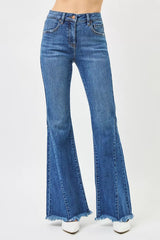 Hazel Blues® | RISEN Mid Rise Flare Side Seam Detailing Jeans