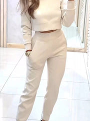 Hazel Blues® | Casual Chic Cropped Sweatshirt and Jogger Set