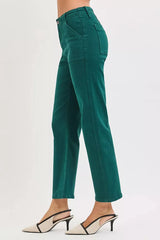 Hazel Blues® | RISEN High Rise Ankle Flare Patch Pocket Jeans