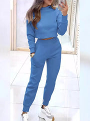 Hazel Blues® | Casual Chic Cropped Sweatshirt and Jogger Set